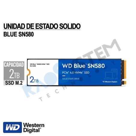 Unidad de Estado Solido Western Digital Blue SN580 NVMe 2TB M.2 2280