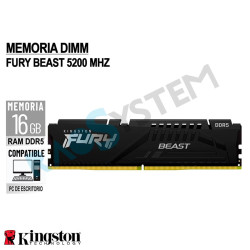 Memoria RAM Kingston Fury Beast 16GB DDR5 5200MHz KF552C40BB-16