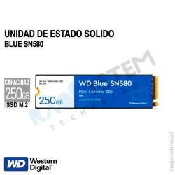 Unidad de estado solido Western Digital Blue SN580 NVMe 250GB M.2 2280