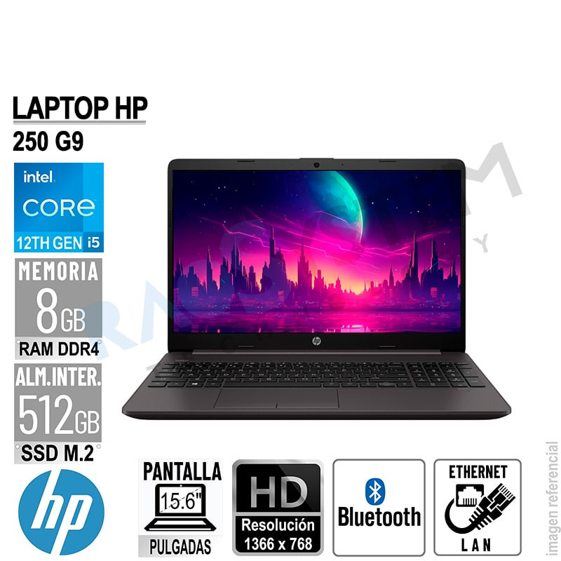 Laptop HP 250 G9 15.6" HD Intel Core i5-1235U RAM 8GB-DDR4 512GB SSD