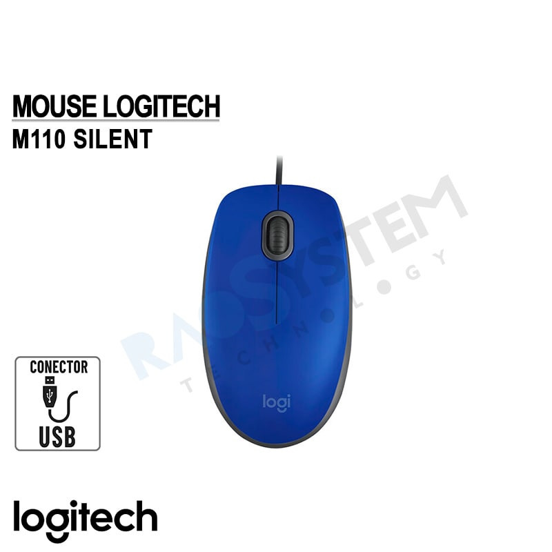 Mouse con Cable Logitech M110 Silent 910-006662 USB Azul