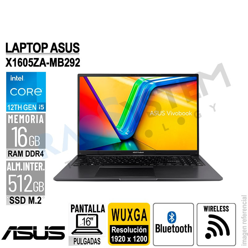 Laptop ASUS X1605ZA-MB292 16.0" WUXGA Intel Core i5-12500H 16GB-DDR4