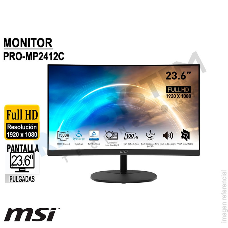 Monitor Curvo MSI PRO MP2412C 23.6" FULL HD HDMI / DP