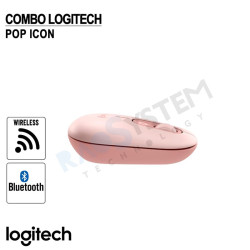 Combo Teclado Logitech + Mouse POP ICON Rosado Bluetooth / Wireless