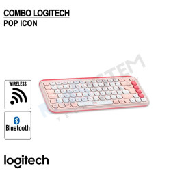 Combo Teclado Logitech + Mouse POP ICON Rosado Bluetooth / Wireless