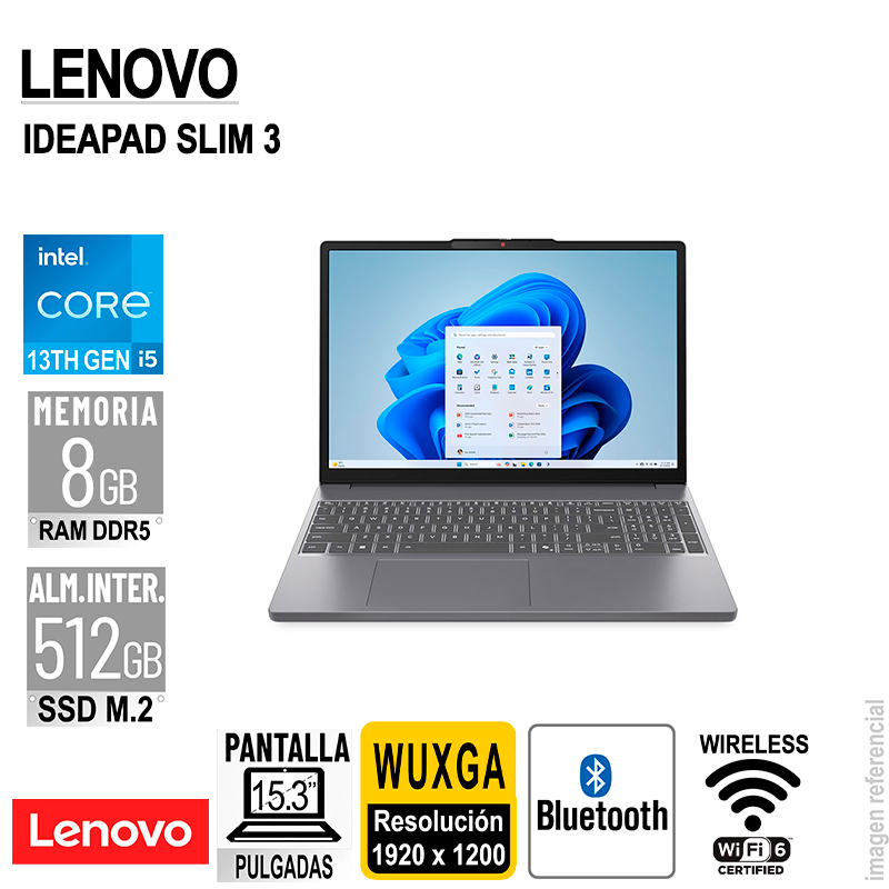 Laptop Lenovo IdeaPad Slim 3 15.6" FullHD Intel Core i5-12450H RAM16GB