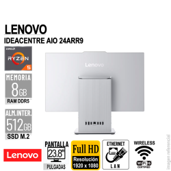AIO Lenovo IdeaCentre AIO 24ARR9, 23.8" FHD IPS AMD Ryzen 5 7535HS 8GB DDR5 con Windows 11