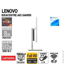 AIO Lenovo IdeaCentre AIO 24ARR9, 23.8" FHD IPS AMD Ryzen 5 7535HS 8GB DDR5 con Windows 11
