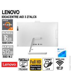 AIO Lenovo IdeaCentre 3 27ALC6 27" FHD IPS AMD Ryzen 7 7730U 2.0/4.5GHz 16GB DDR4-3200 con Windows 11