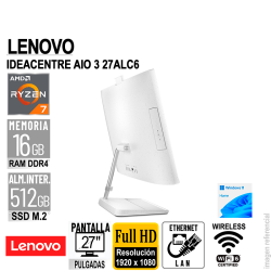 AIO Lenovo IdeaCentre 3 27ALC6 27" FHD IPS AMD Ryzen 7 7730U 2.0/4.5GHz 16GB DDR4-3200 con Windows 11