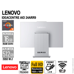 AIO Lenovo IdeaCentre AIO 24ARR9, 23.8" FHD IPS AMD Ryzen 5 7535HS 16GB DDR5 sin sistema operativo