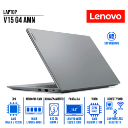 Laptop Lenovo V15 G4 AMN 15.6" FullHD AMD Ryzen 5 7520U 16GB-LPDDR5
