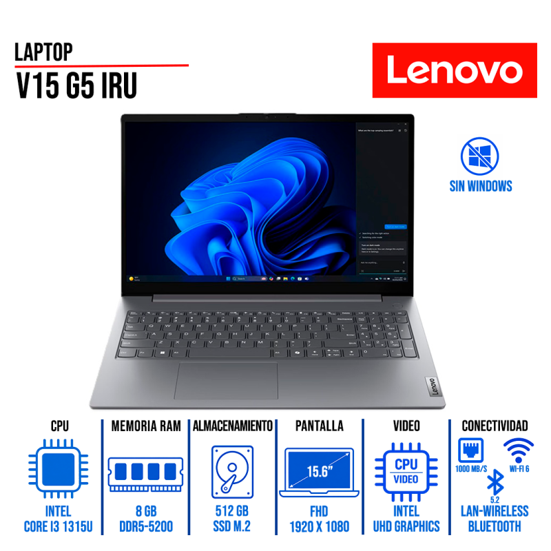 Laptop Lenovo V15 G4 IRU 15.6" FullHD Intel Core i5-13420H 8GB DDR4