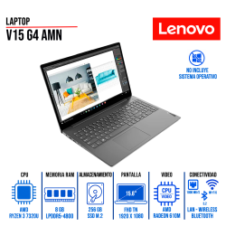 Laptop Lenovo V15 G4 AMN 15.6" FHD AMD Ryzen 3 7320U 8GB-LPDDR5