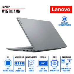 Laptop Lenovo V15 G4 AMN 15.6" FHD AMD Ryzen 5 7520U 8GB-LPDDR5
