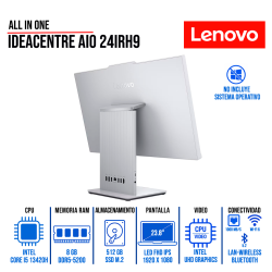 AIO LENOVO IDEACENTRE 24IRH9, 23.8" FHD IPS, INTEL CORE I5-13420H, 8GB DDR5, 512GB SSD M.2 SIN SISTEMA OPERATIVO
