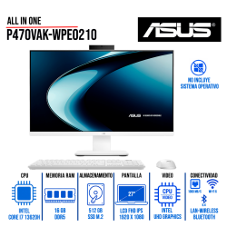AIO ASUS P470VAK-WPE0210 27" FHD IPS, CORE I7-13620H, 16GB DDR5, 512GB SSD SIN SISTEMA OPERATIVO