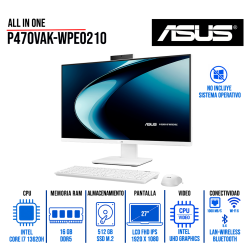 AIO ASUS P470VAK-WPE0210 27" FHD IPS, CORE I7-13620H, 16GB DDR5, 512GB SSD SIN SISTEMA OPERATIVO