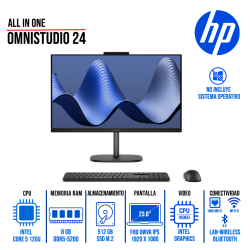 AIO HP OMNISTUDIO 24-CU0053LA 23.8" FHD UWVA IPS, INTEL CORE 5 120U, 8GB DDR5, 512GB SSD M.2 SIN SISTEMA OPERATIVO