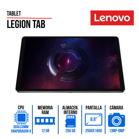 TABLET LENOVO LEGION TAB, 8.8"  SNAPDRAGON 8 GEN 3, 12 GB LPDDR5x, 256 GB UFS 4.0