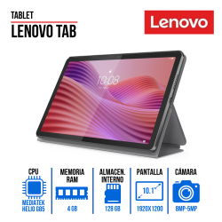 TABLET LENOVO IDEA 10.1" MEDIATEK HELIO G85, 4GB LPDDR4x, 128 GB eMMC 5.1