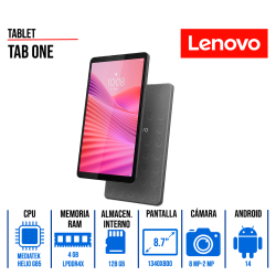 TABLET LENOVO TAB ONE 8.7" MEDIATEK HELIO G85, 4GB RAM LPDDR4X, 128GB EMMC 5.1