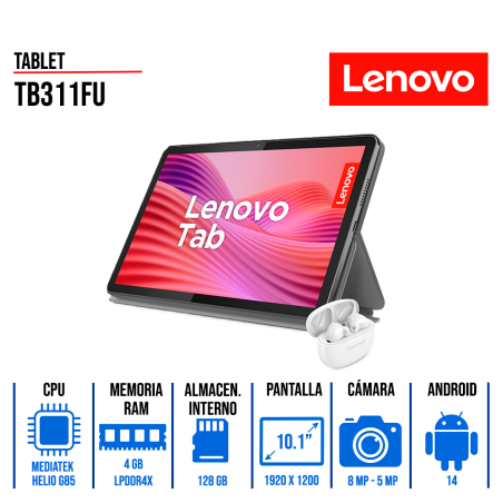 TABLET LENOVO TB311FU 10.1", MEDIATEK HELIO G85, 4 GB LPDDR4x, 128 GB