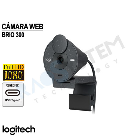 Cámara Logitech Brio 300 Full HD 1080P USB-C Black 960-001413